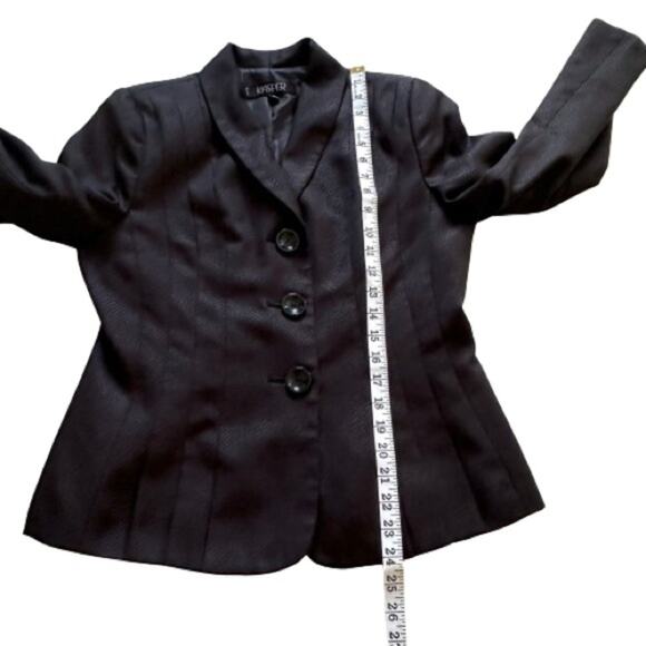 Kasper Blazer Black Monochromatic Long Sleeve Tailored Jacket Size 8 Petite - Picture 11 of 13